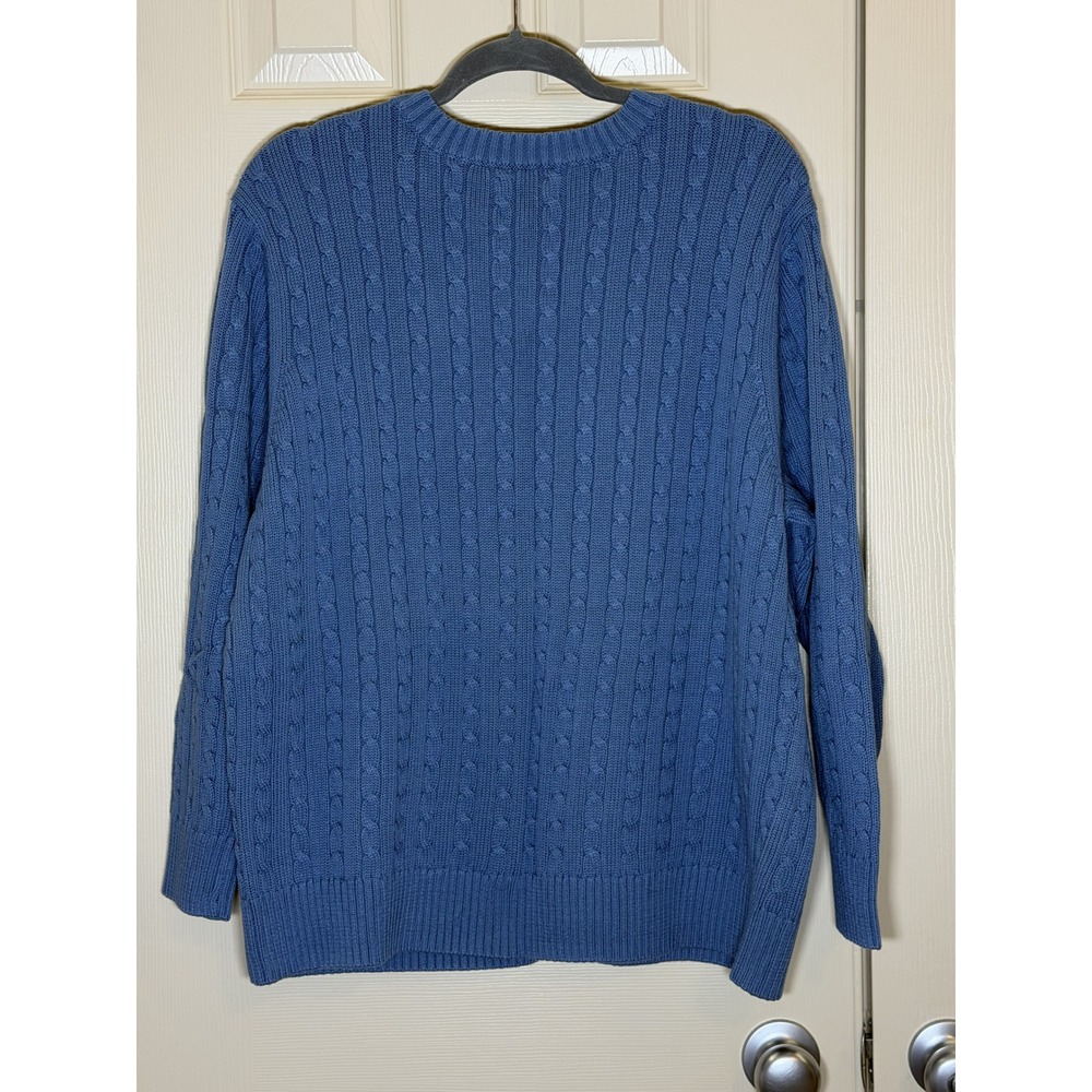 Mountain Lake‎ Cable Knit Sweater Womens 2X Blue NWT Cotton V-Neck Long Sleeve - Picture 2 of 4